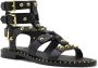 Ash Zwarte en Gouden Leren Platte Sandalen voor Vrouwen Zwart Dames - Thumbnail 4