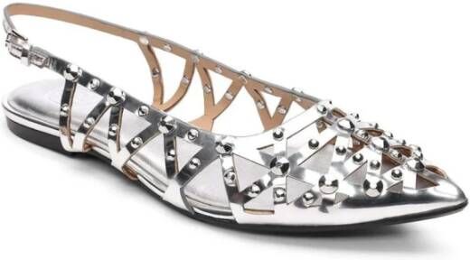 ASH Gevlochten Ballerina Zilver Puntige Neus
