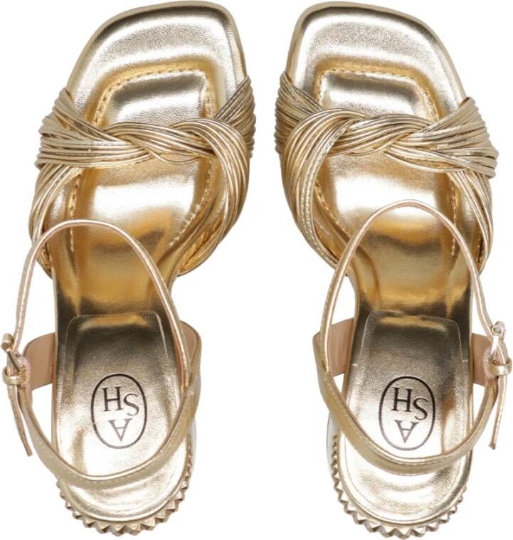 ASH Gouden Leren Sandalen met Blokhak