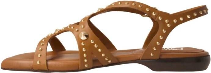ASH Kameel leren sandaal met gouden studs
