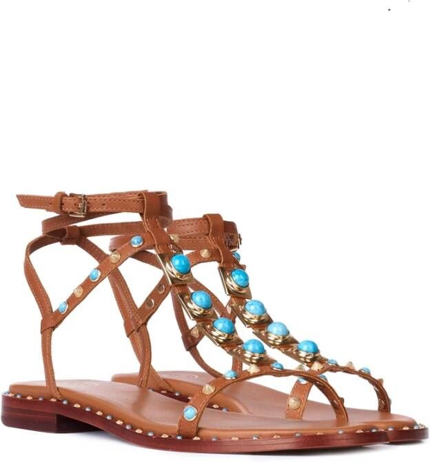 Ash Kaneel Ariel Goud Leren Sandalen Brown Dames