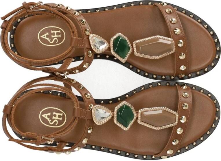 ASH Kaneel Platte Sandaal met Studs