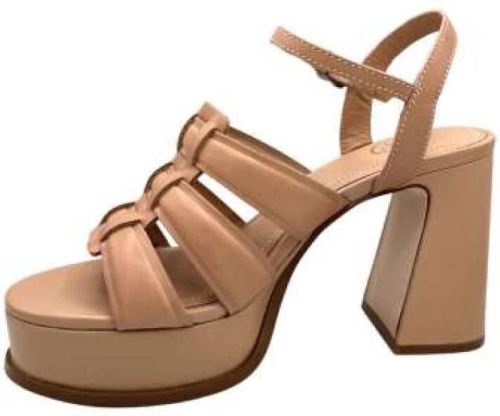 ASH Nude Leren Plateau Sandalen