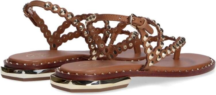 Ash Onregelmatige sandalen met leren bovenwerk en metallic details Bruin Dames