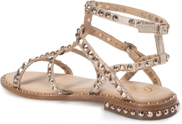 Ash Platte Sandalen met Gouden Studs Beige Dames