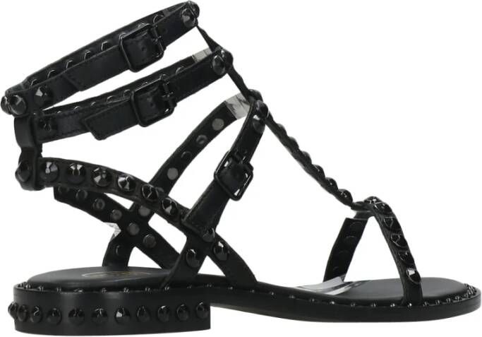 Ash Leren Sandalen met Dubbele Enkelband Zwart Dames