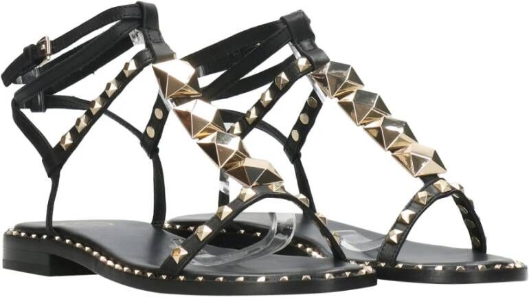 Ash Studded Leren Sandalen Zwart Dames