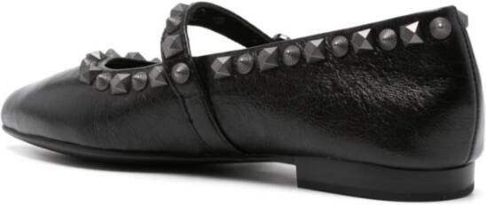 Ash Zwarte leren platte schoenen met franjes Black Dames - Foto 3