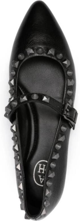 Ash Zwarte leren platte schoenen met franjes Black Dames - Foto 4