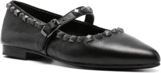 Ash Zwarte leren platte schoenen met franjes Black Dames - Foto 5