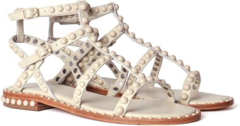 Ash Beige Studs Platte Sandalen Beige Dames