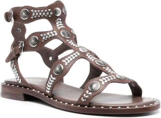 Ash Donkerbruine Lage Sandalen met Kooi Design Bruin Dames