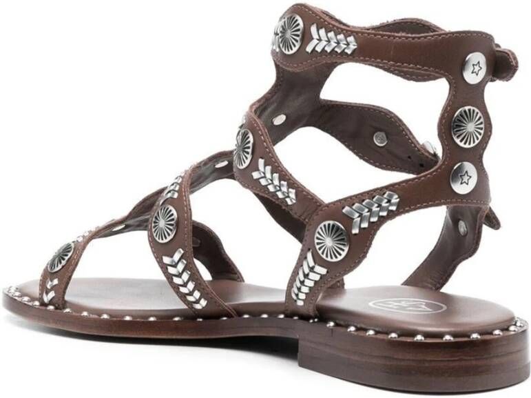 Ash Donkerbruine Lage Sandalen met Kooi Design Bruin Dames