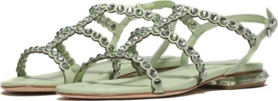 Ash Groene leren Saphir sandaal met strass steentjes Groen Dames