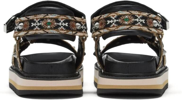 Ash Zwarte sandalen met Azteekse geïnspireerde borduursels en stud-details Zwart Dames
