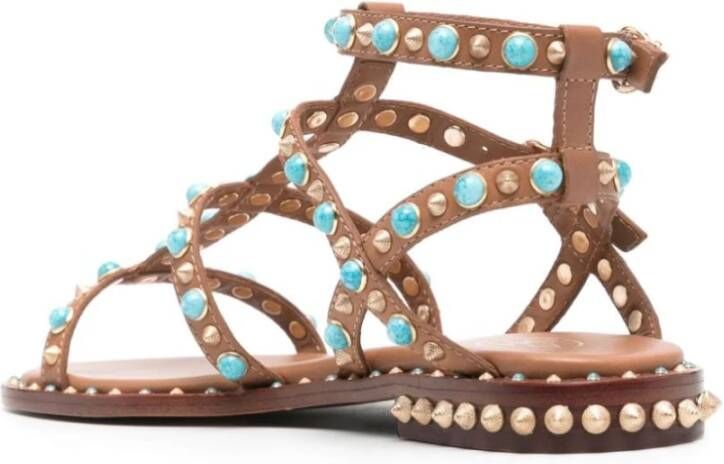 Ash Stud Embellished Leren Sandalen Brown Dames