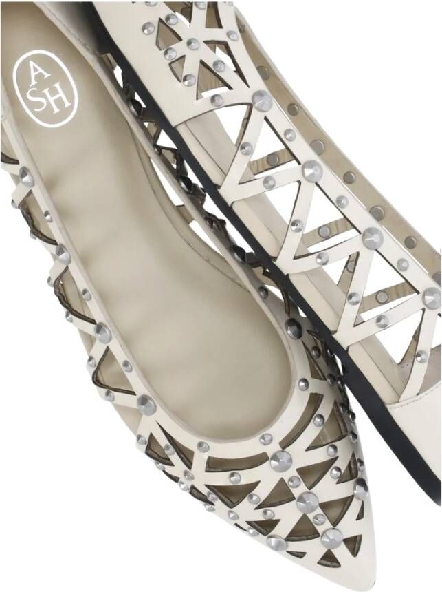 ASH Studded Ivory Leren Platte Schoenen