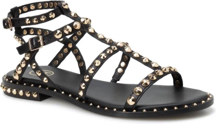 Ash Studded Leren Platte Sandalen Black Dames