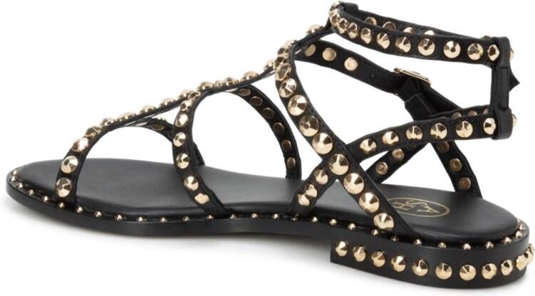 Ash Studded Leren Platte Sandalen Black Dames