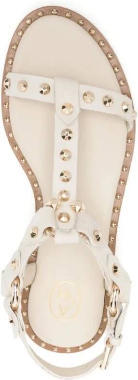 ASH Studded Witte Leren Enkelband Sandalen