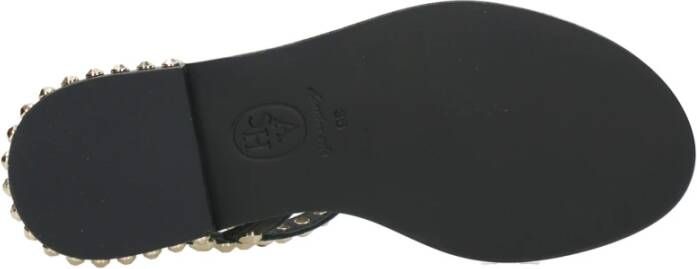 ASH Studded Zwarte Leren Enkelband Sandalen