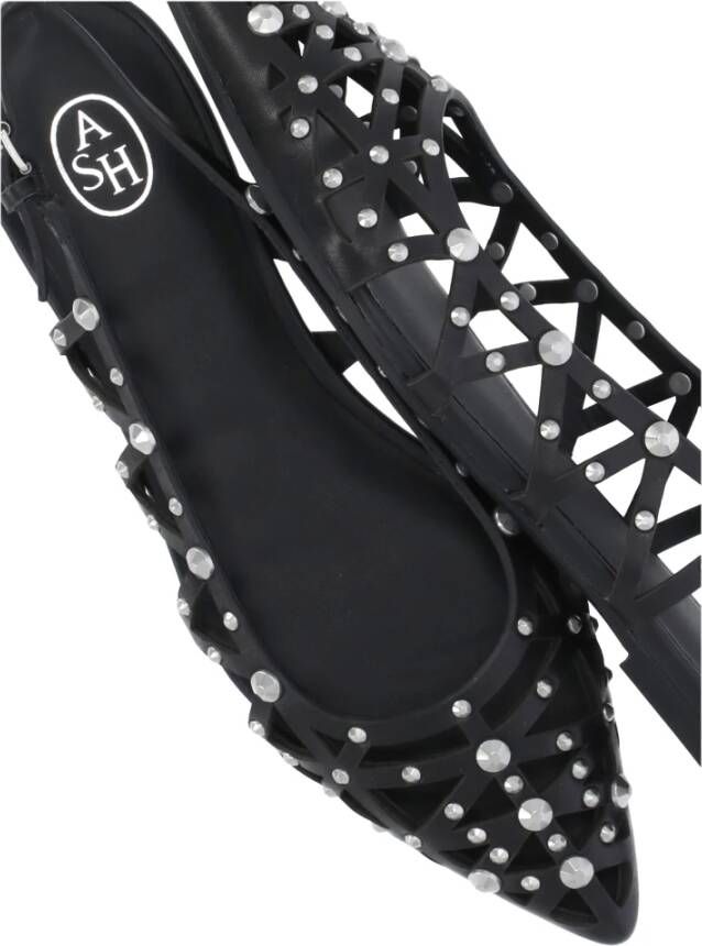ASH Studded Zwarte Leren Platte Schoenen