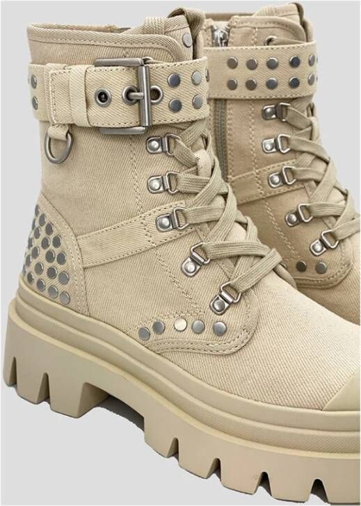 Ash Beige Veterschoenen met Chroom Studs Beige Dames