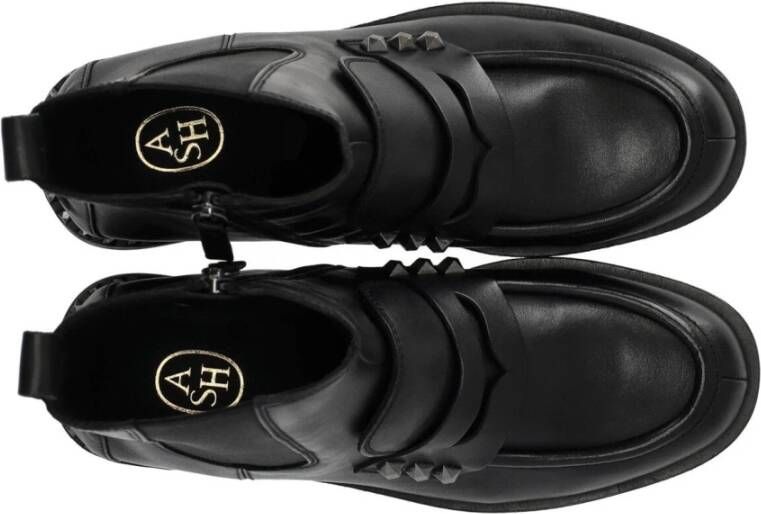 Ash Zwarte Leren Chelsea Laars met Studs Black Dames