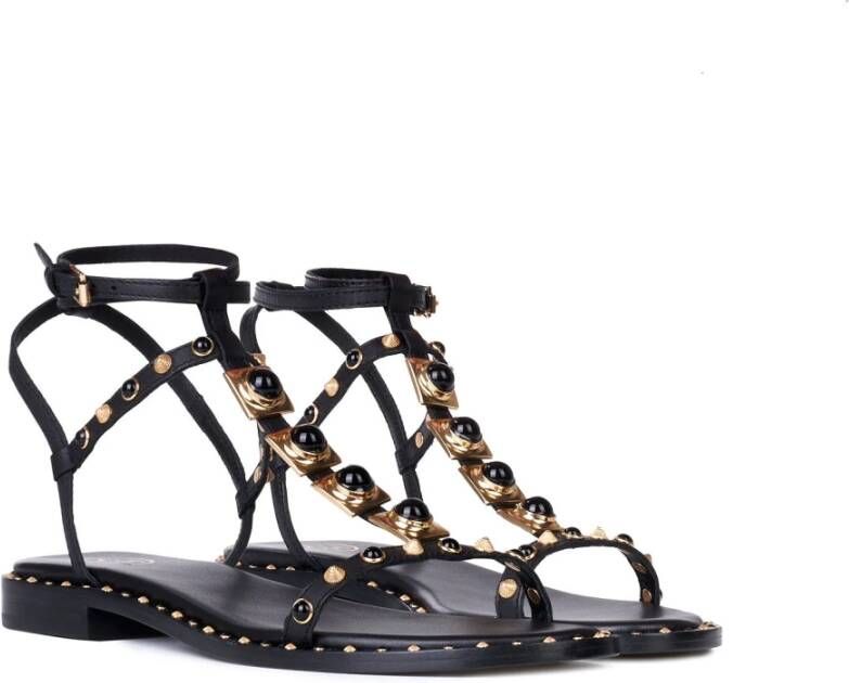 Ash Zwart en Goud Leren Feest Sandalen Black Dames