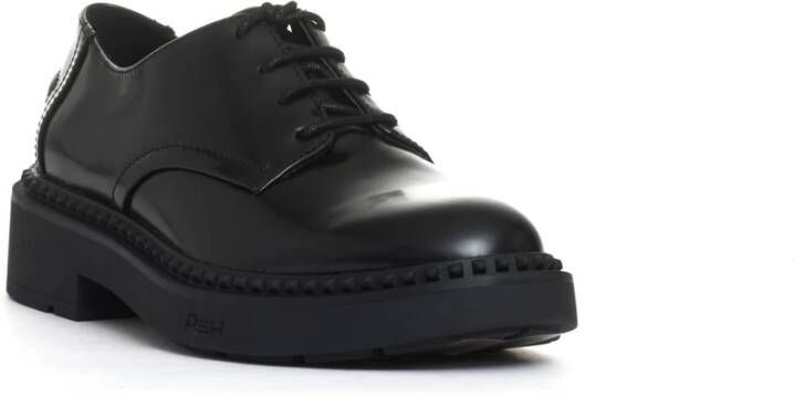 Ash Zwarte gladleren veterschoenen Black Dames