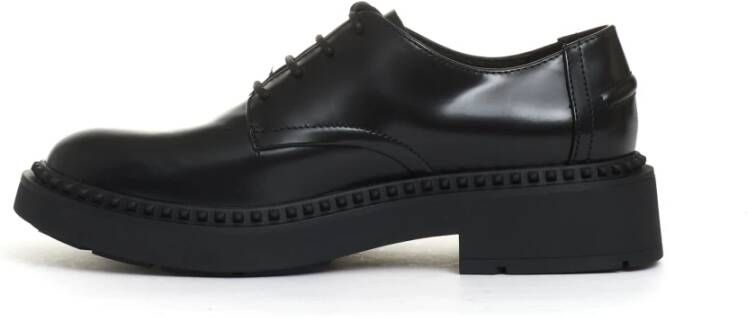 Ash Zwarte gladleren veterschoenen Black Dames