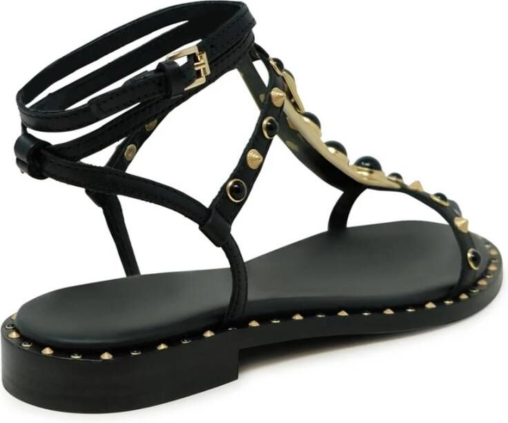 Ash Zwarte Leren Ballerina Sandalen Ss24 Black Dames