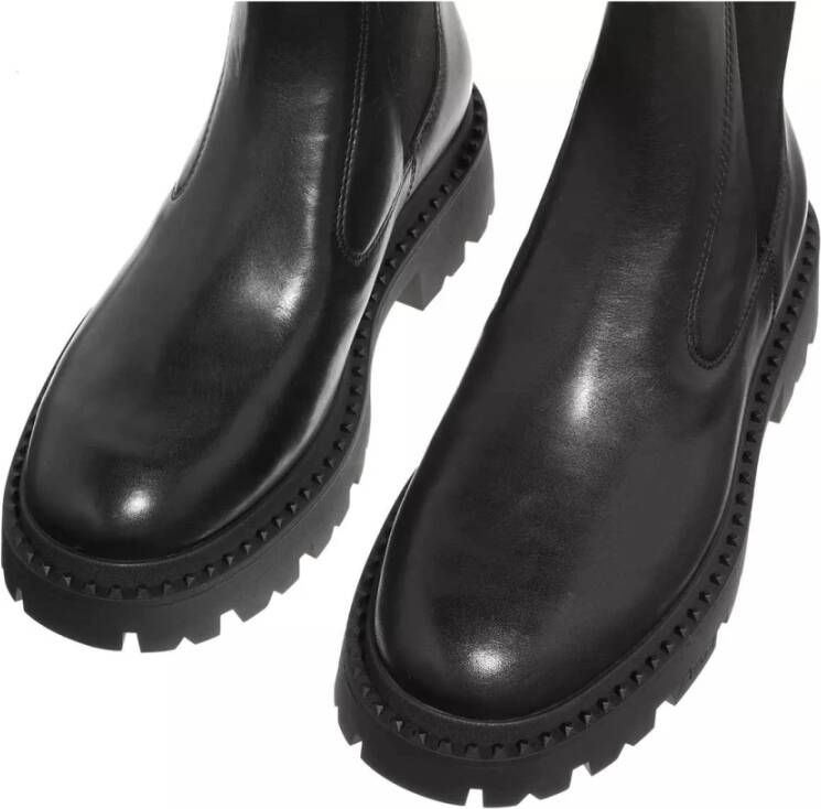 Ash Zwarte Leren Enkellaarzen Black Dames