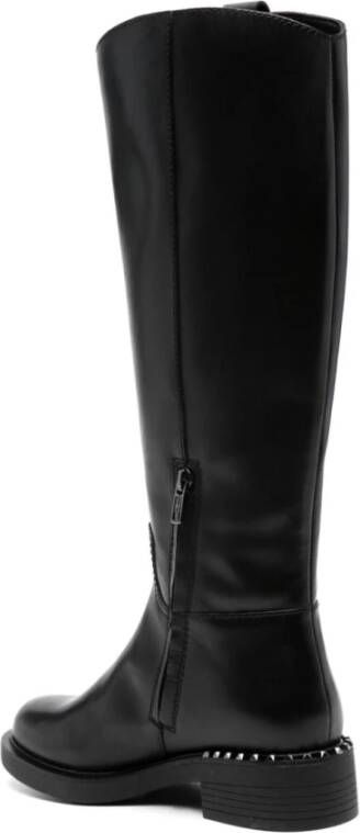 ASH Zwarte leren kniehoge laarzen met Rockstud-details