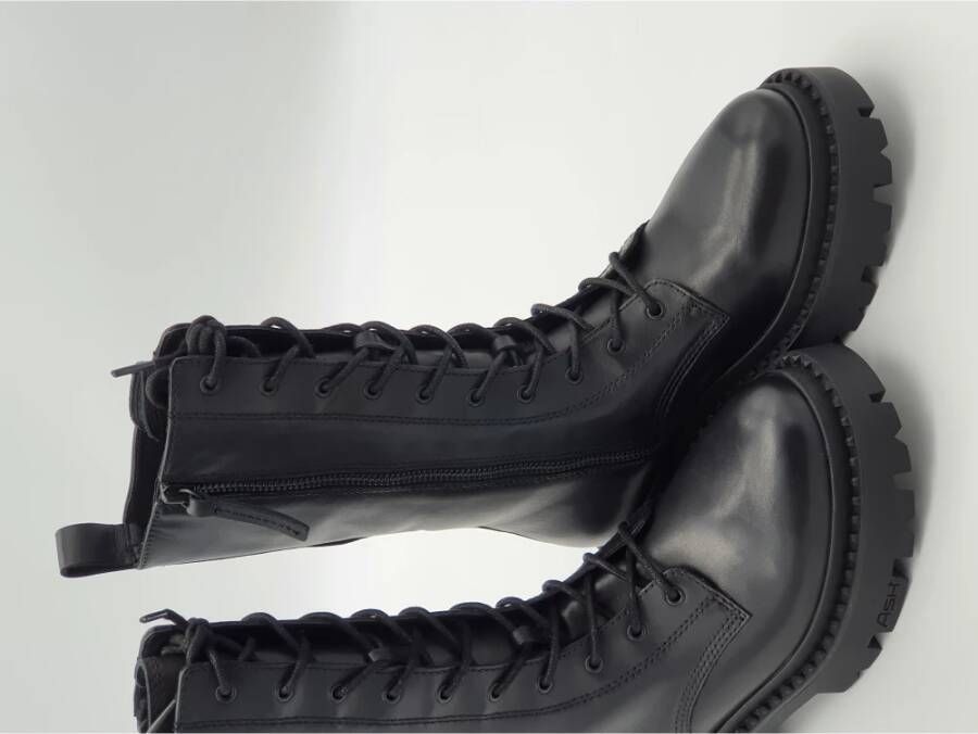 ASH Zwarte leren militaire stijl laars