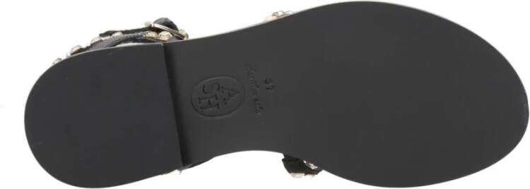 ASH Zwarte Leren Sandalen met Gouden Studs