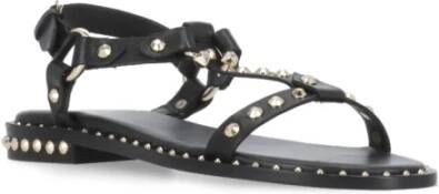 Ash Zwarte Leren Sandalen met Gouden Studs Black Dames
