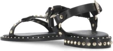 Ash Zwarte Leren Sandalen met Gouden Studs Black Dames