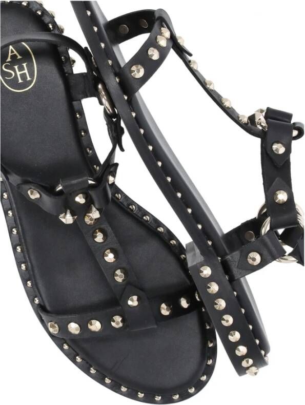 Ash Zwarte Leren Sandalen met Gouden Studs Black Dames
