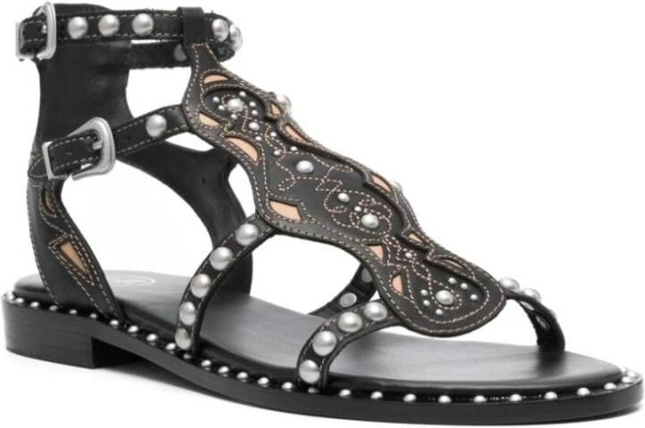 Ash Zwarte Leren Sandalen met Studs Black Dames