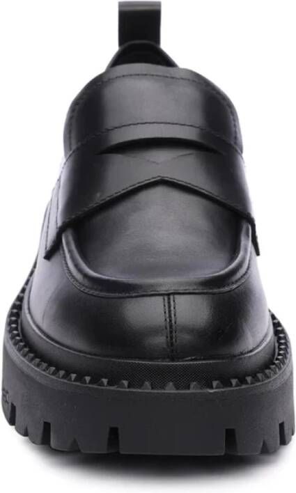 Ash Zwarte Leren Stud Combo Loafer Black Dames