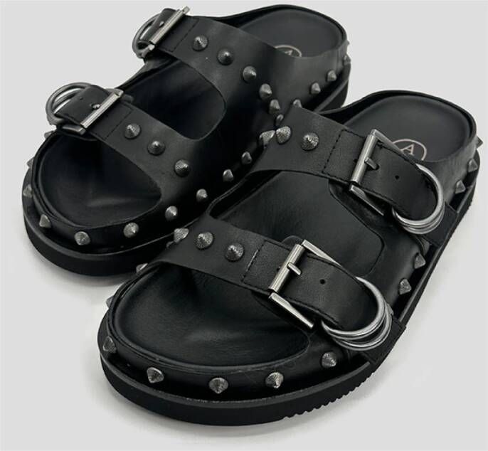 ASH Zwarte Leren Studs Sandalen