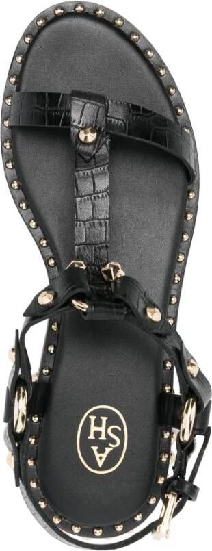 ASH Zwarte leren T-Bar sandalen met studs
