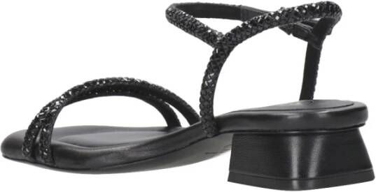 Ash Zwarte leren tubulaire sandalen met vierkante neus Black Dames