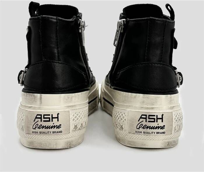 Ash Zwarte Nappa Sneaker met Gespen Black Dames