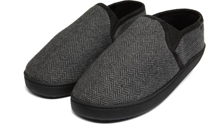 Aspact Herringbone Zwarte Huisschoenen Trendy Ontwerp Gray Heren