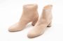 Attilio Giusti Poeder Velours Minimalistische Laars met Cilindrische Hak Beige Dames - Thumbnail 3