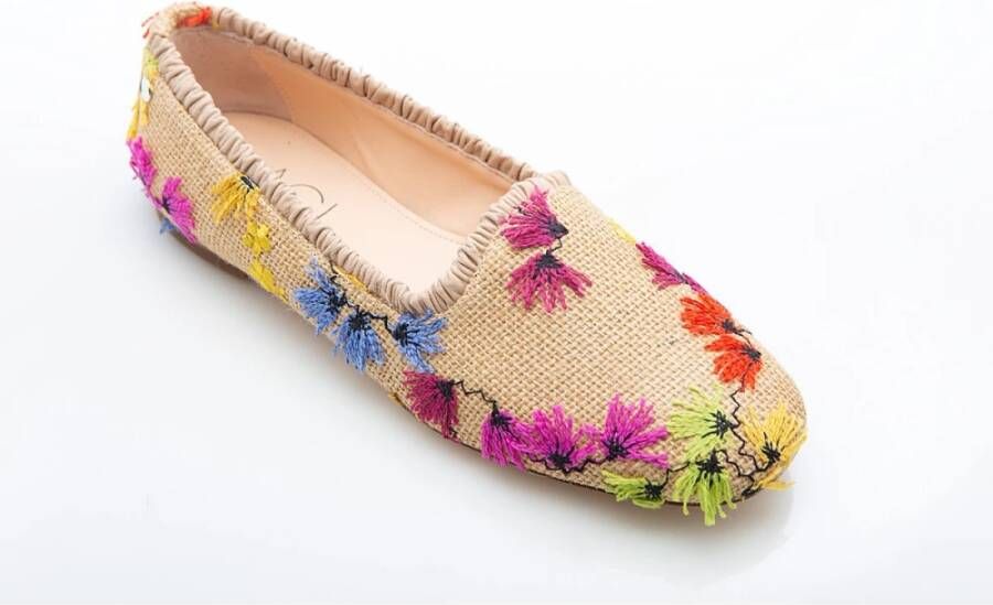 Attilio Giusti Raffia Bloemen Geborduurde Pantoffels Multicolor Dames