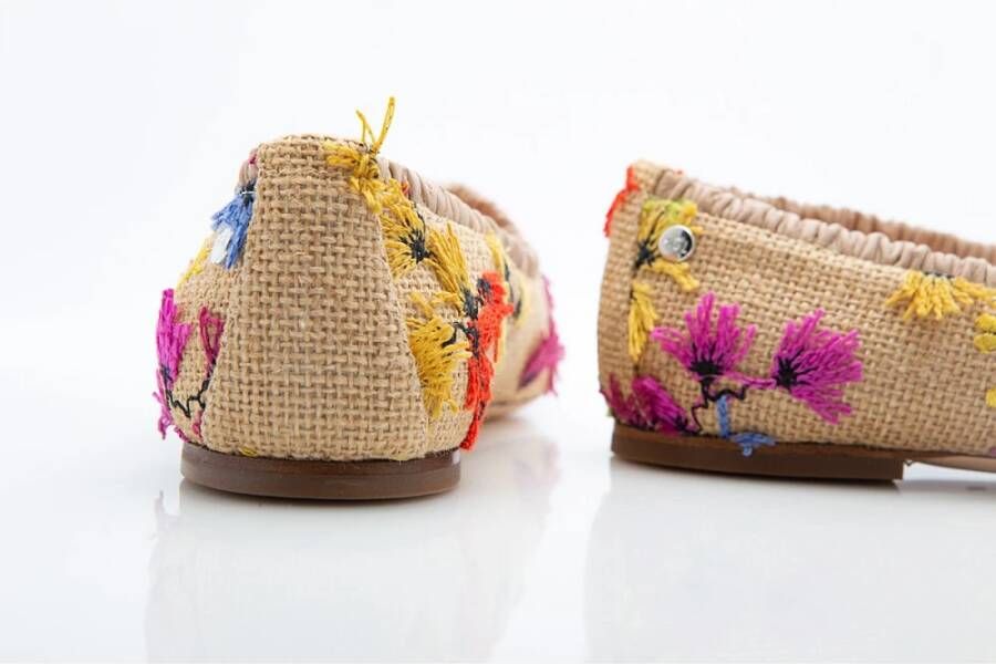 Attilio Giusti Raffia Bloemen Geborduurde Pantoffels Multicolor Dames