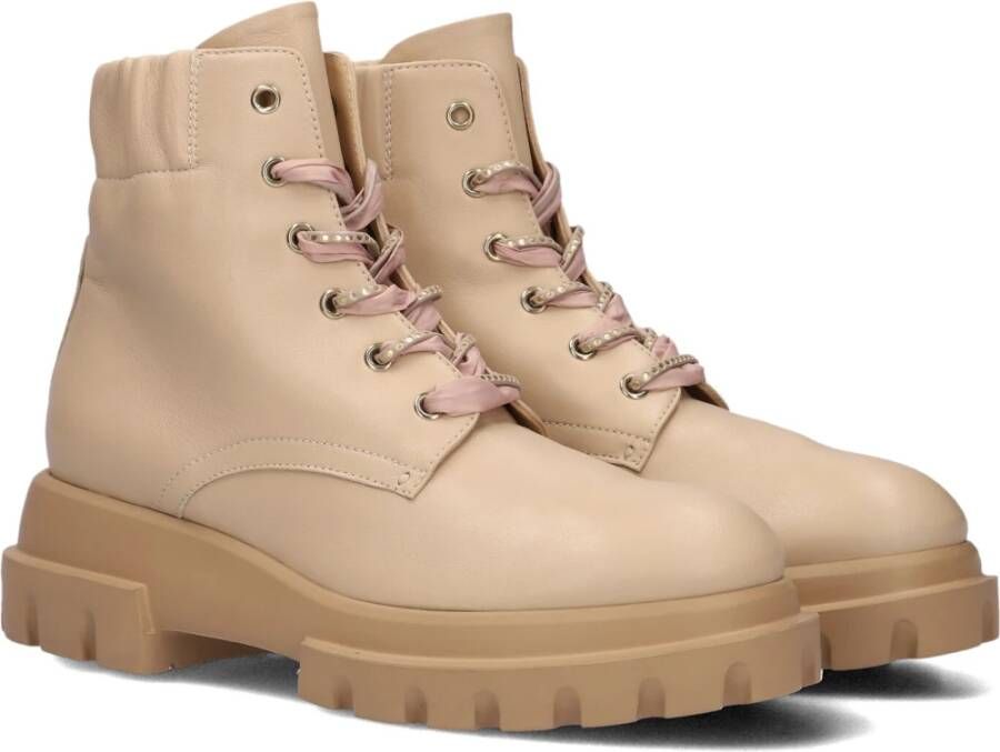 Attilio Giusti Roze Leren Enkellaarsjes Maxine Lux Beige Dames